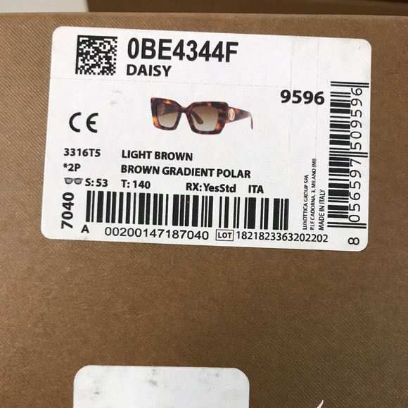 💯 OriginBurberry BE4344 Women's Square Polarised Sunglasses, Light Havana/Brown - Picture 9 of 14